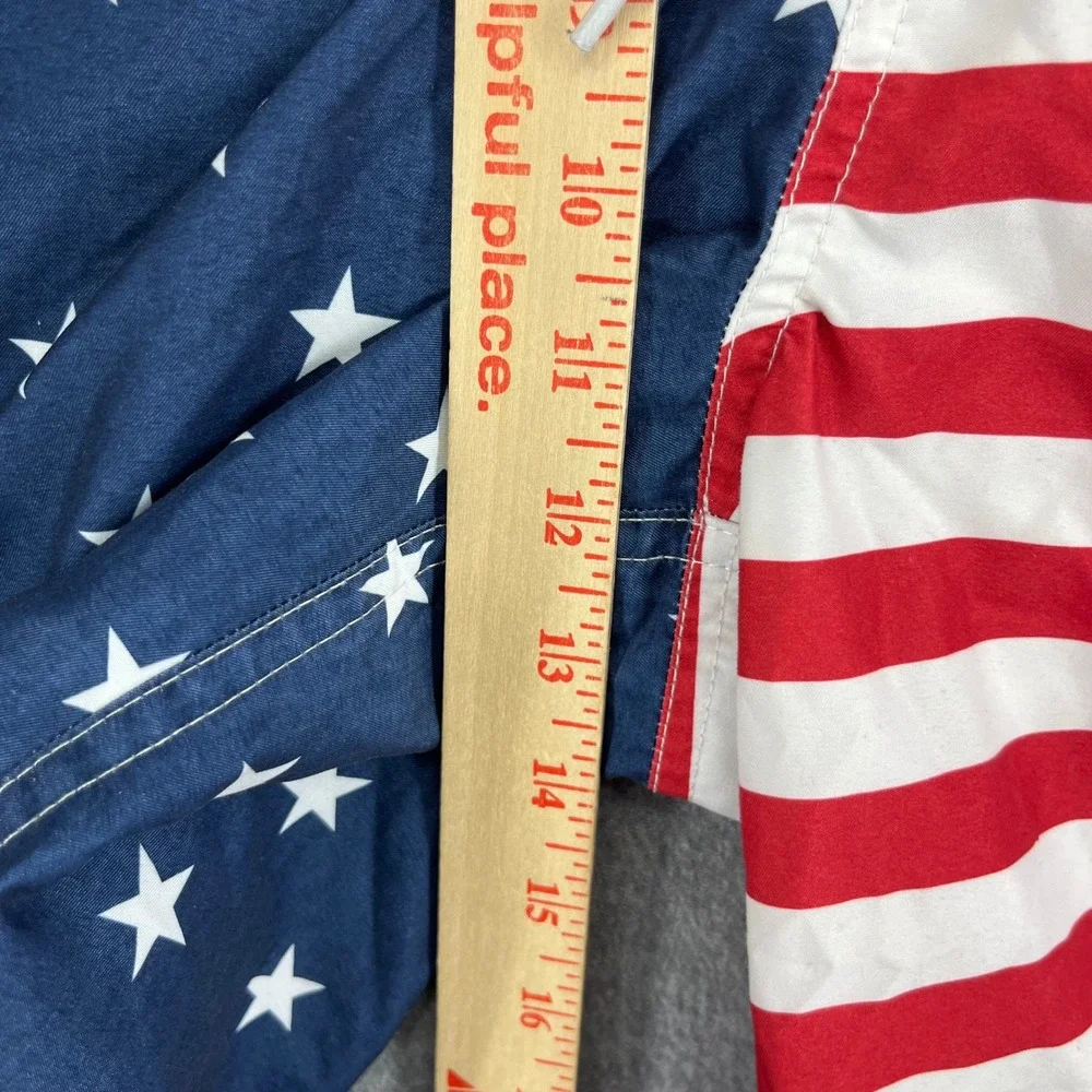 Chaps Mens Swim Trunks Board Shorts American‎ Flag Stars Stripes Size L G